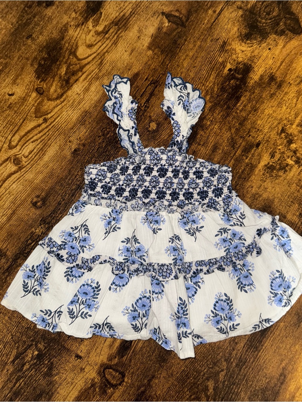 Haute Hippie Girls White Dress with Blue Floral Print